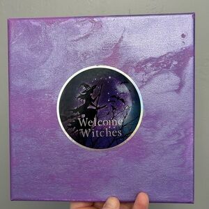 Original Purple Welcome Witches  Painting 8x8